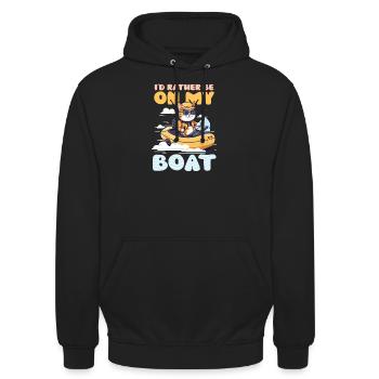 Bootfahren Lieber auf meinem Boot - Unisex Hoodie - Schwarz - Vorne - Alina (178cm) & Michal (187cm)