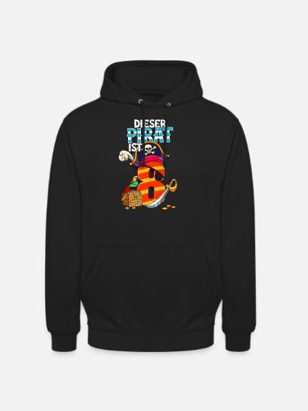 8e anniversaire Pirates - Sweat-shirt à capuche unisexe - noir