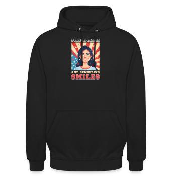 Patriotic Dentist Stars Stripes Sparkling Smiles - Unisex Hoodie - black - Front - Alina (178cm) & Michal (187cm)
