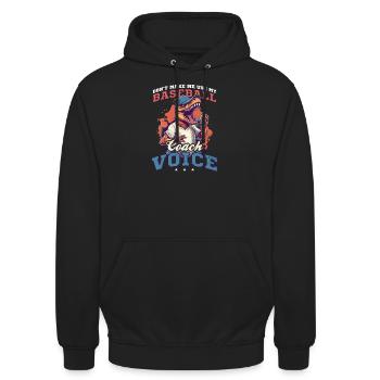 4. Juli Baseballtrainer verwenden Coach Voice - Unisex Hoodie - Schwarz - Vorne - Alina (178cm) & Michal (187cm)