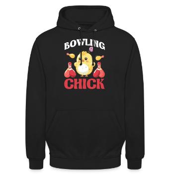 Bowling Chick 21 - Unisex Hoodie - Schwarz - Vorne - Alina (178cm) & Michal (187cm)