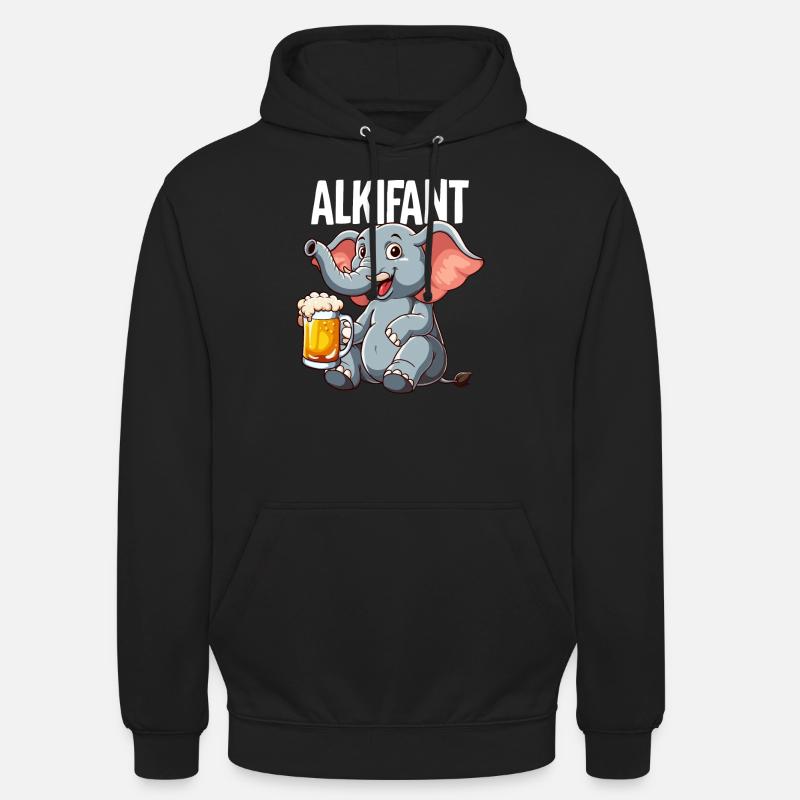 Alkifant Elefant Bier - Unisex Hoodie - Schwarz