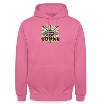 90 Years Old 90 Years Young - Unisex Hoodie - pink - Front - Alina (178cm) & Michal (187cm)