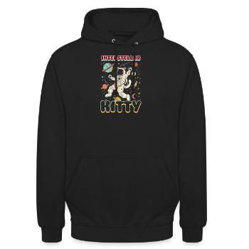 Cat Astronaut Interstellar Kitty - Unisex Hoodie - black - Front - Alina (178cm) & Michal (187cm)