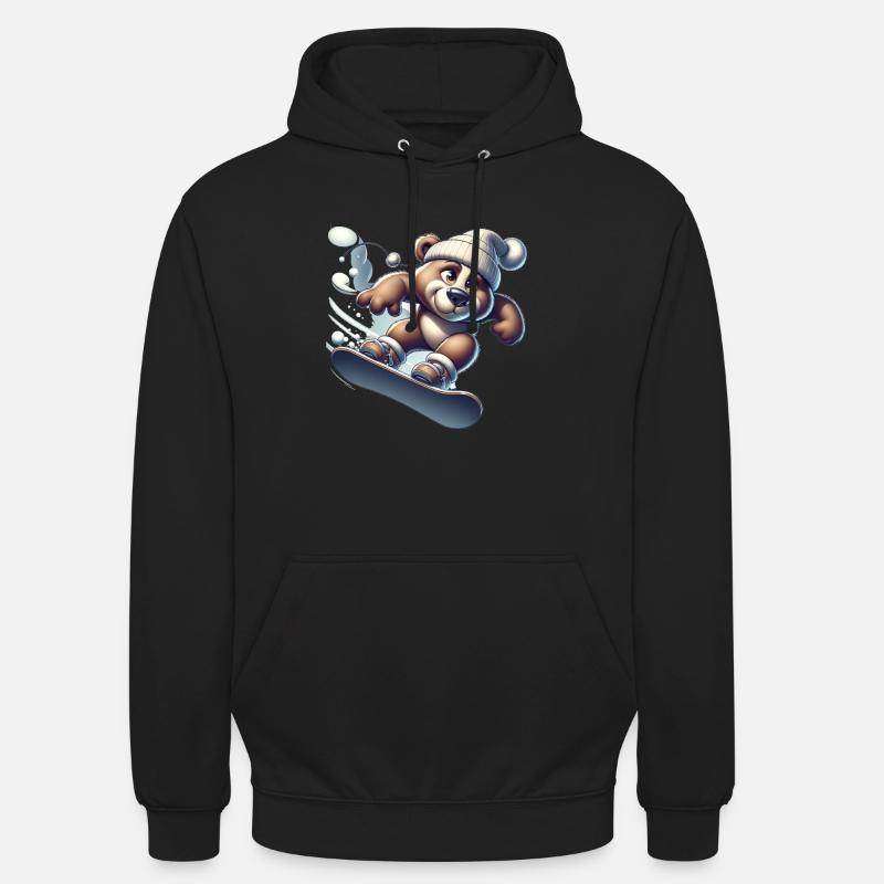 Ours snowboarder mignon - Sweat-shirt à capuche unisexe - noir