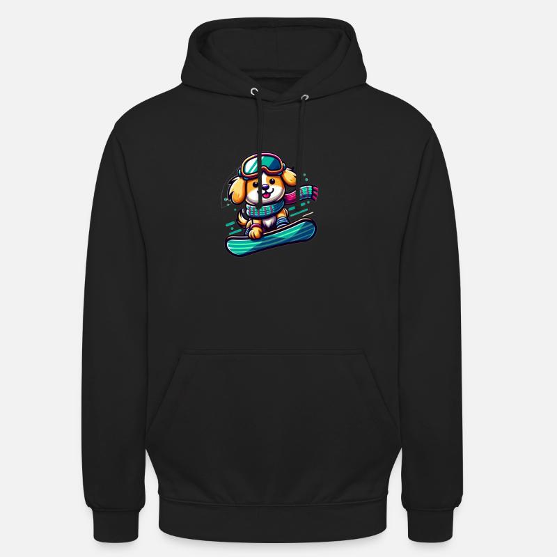 Chien snowboarder mignon 2 - Sweat-shirt à capuche unisexe - noir