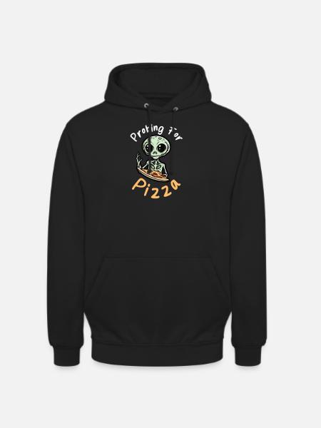 Bortførelse af rumvæsener undersøger pizza - Hættetrøje unisex - sort