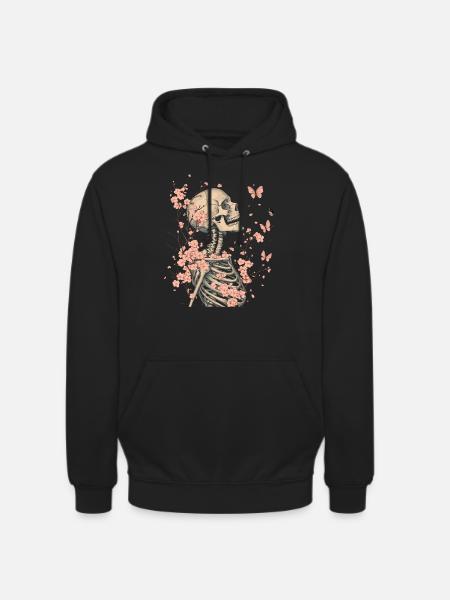Skeleton Flowers - Unisex Hoodie - black