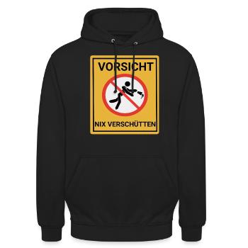 Lustiges Vatertags Design - Vorsicht - Unisex Hoodie - Schwarz - Vorne - Alina (178cm) & Michal (187cm)