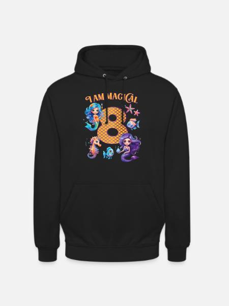 Anniversaire de sirène 8 ans - Sweat-shirt à capuche unisexe - noir