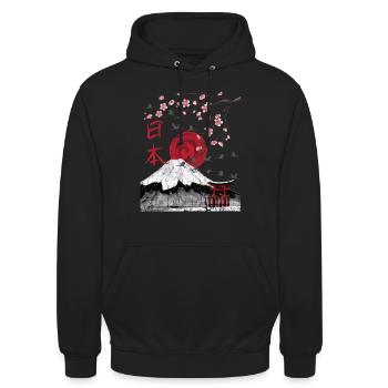 Japon Paysage Esthétique Art japonais - Sweat-shirt à capuche unisexe - noir - Devant - Alina (178cm) & Michal (187cm)