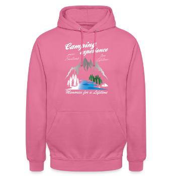 Camping Experience Camper Vintage - Unisex Hoodie - Pink - Vorne - Alina (178cm) & Michal (187cm)