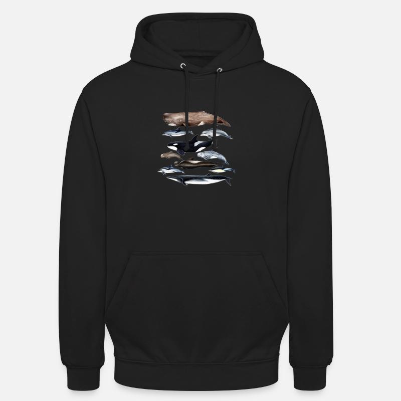 Cétacés Cétacés baleines et Delfines - Cétacés - Sweat-shirt à capuche unisexe - noir