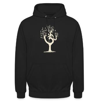 Arbre de yoga avec symbole om - Sweat-shirt à capuche unisexe - noir - Devant - Alina (178cm) & Michal (187cm)