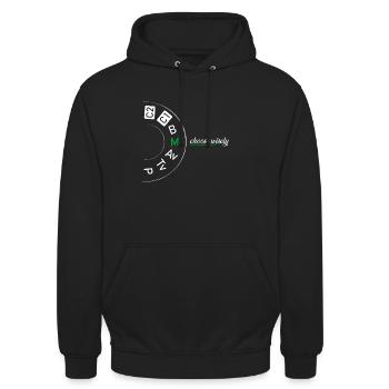 Kamera Fotografen Spruch - Unisex Hoodie - Schwarz - Vorne - Alina (178cm) & Michal (187cm)