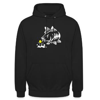 böser Karpfen Karpfenangler Karpfenangeln Pop Up - Unisex Hoodie - Schwarz - Vorne - Alina (178cm) & Michal (187cm)