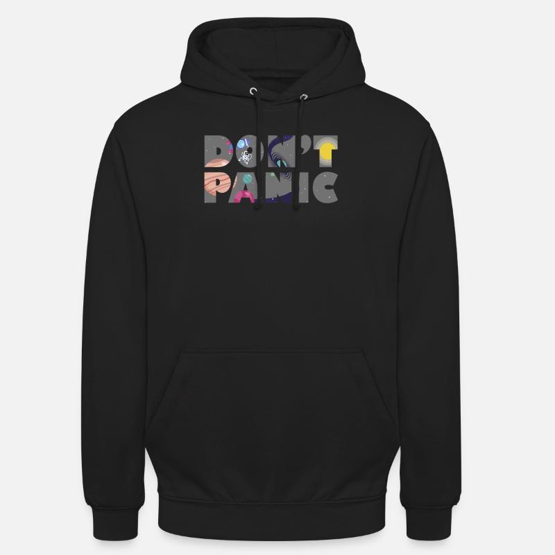 Galaxy Planets Don't Panic Gift - Unisex Hoodie - Schwarz