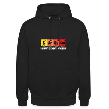 SARCASM - Les principaux éléments de l'humour - Sweat-shirt à capuche unisexe - noir - Devant - Alina (178cm) & Michal (187cm)