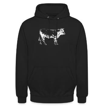 Rind Kuh Fleisch Schlachter Metzger - Unisex Hoodie - Schwarz - Vorne - Alina (178cm) & Michal (187cm)