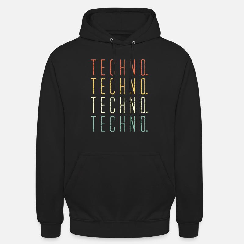 Techno - Sweat-shirt à capuche unisexe - noir