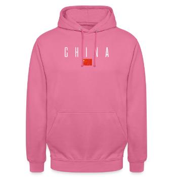 Chine - Sweat-shirt à capuche unisexe - rose - Devant - Alina (178cm) & Michal (187cm)