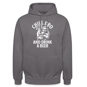 CHILL BRO AND DRINK A BEER - Unisex Hoodie - Mittelgrau - Vorne - Alina (178cm) & Michal (187cm)