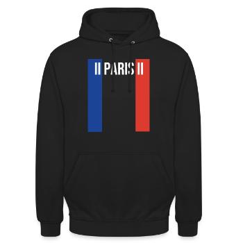 II Paris II - 2ème arrondissement de Paris - Sweat-shirt à capuche unisexe - noir - Devant - Alina (178cm) & Michal (187cm)
