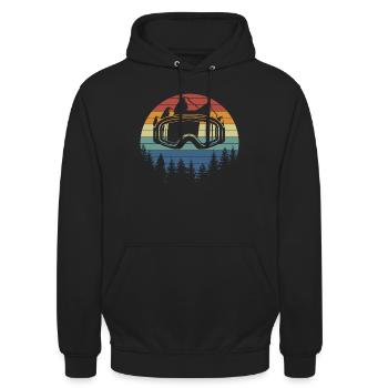 Skibrille vor Vintage Sunset - Unisex Hoodie - Schwarz - Vorne - Alina (178cm) & Michal (187cm)
