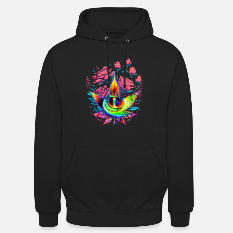 Psychedelisches Cannabisblatt mit Drachenauge - Unisex Hoodie - Schwarz