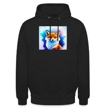 Renard féerique néon - Sweat-shirt à capuche unisexe - noir - Devant - Alina (178cm) & Michal (187cm)