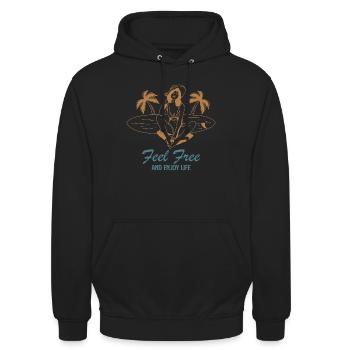 Feel Free Summer - Unisex Hoodie - Schwarz - Vorne - Alina (178cm) & Michal (187cm)