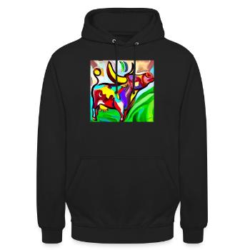 Cow of Colours No.2, - Unisex Hoodie - Schwarz - Vorne - Alina (178cm) & Michal (187cm)