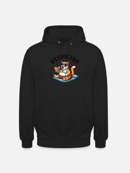 Aptitude? 🍕🐱 -Chat - Sweat-shirt à capuche unisexe - noir