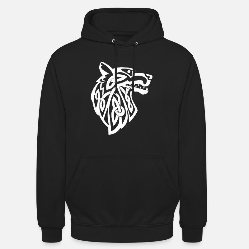 Wikinger Weißer Wolf - Unisex Hoodie - Schwarz