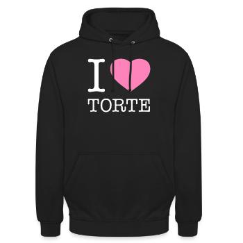 J’adore le gâteau - Sweat-shirt à capuche unisexe - noir - Devant - Alina (178cm) & Michal (187cm)