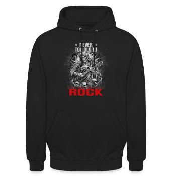 NEVER TOO OLD TO ROCK - Unisex Hoodie - black - Front - Alina (178cm) & Michal (187cm)