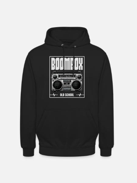 Boombox Old School – Radio rétro - Sweat-shirt à capuche unisexe - noir