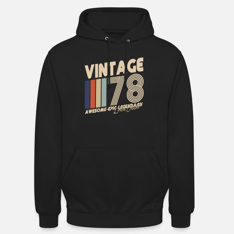 1978 - Sweat-shirt à capuche unisexe - noir