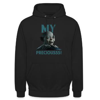 Der Hobbit Witziges Gollum-Design Mein Schatz - Unisex Hoodie - Schwarz - Vorne - Alina (178cm) & Michal (187cm)