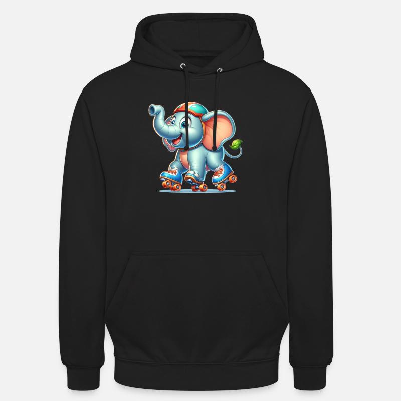 Cute Inline Skater Elephant - Unisex Hoodie - black