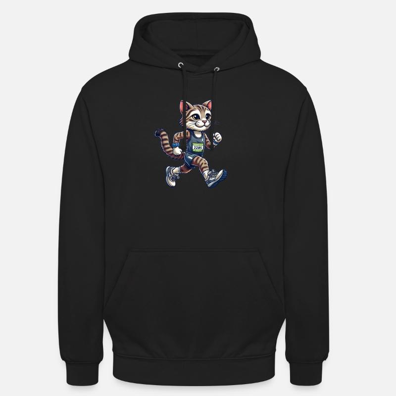Chat marathonien mignon - Sweat-shirt à capuche unisexe - noir