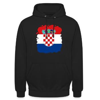 Drapeau de la Croatie Mer Adriatique Drapeau de Zagreb Drapeau croate - Sweat-shirt à capuche unisexe - noir - Devant - Alina (178cm) & Michal (187cm)