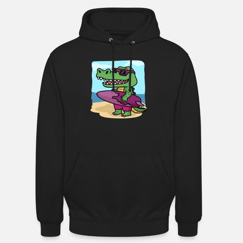 C'est le temps de surf de Crocodile C'est Crocodiles Sur - Sweat-shirt à capuche unisexe - noir