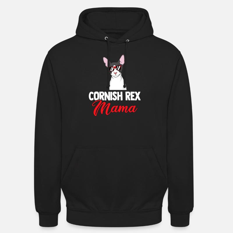 Cornish Rex Mama Papa Cat Mama | Cornish Rex - Bluza z kapturem typu unisex - czarny