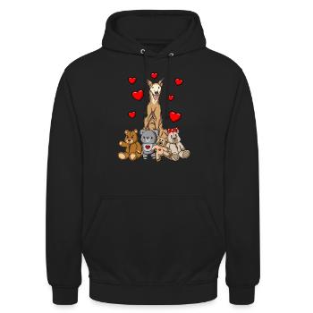 Lévrier Galgo Espanol - Sweat-shirt à capuche unisexe - noir - Devant - Alina (178cm) & Michal (187cm)