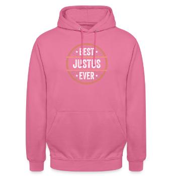 Best Justus Ever Vorname Name Geschenk - Unisex Hoodie - Pink - Vorne - Alina (178cm) & Michal (187cm)
