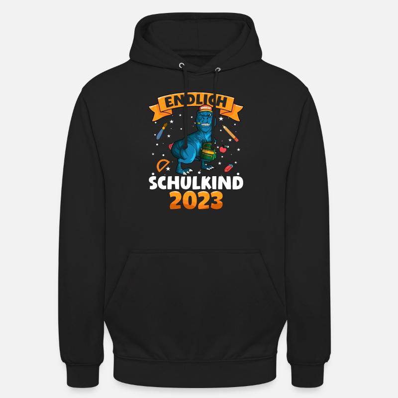 Endlich Schulkind 2023 Einschulung Dinosaurier - Unisex Hoodie - Schwarz