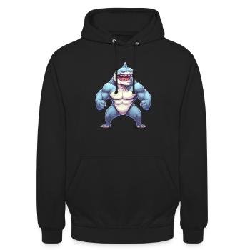Bodybuilder Shark - Sweat-shirt à capuche unisexe - noir - Devant - Alina (178cm) & Michal (187cm)