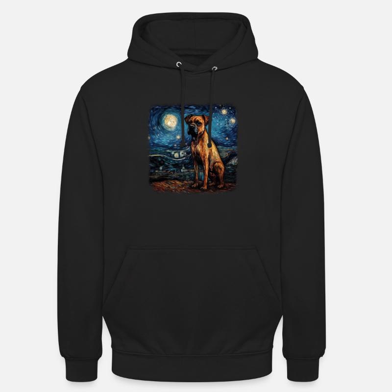 Boxer Van Gogh nuit étoilée - Sweat-shirt à capuche unisexe - noir