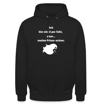Je ne suis pas parfaite, mais ma coiffure l’est. - Sweat-shirt à capuche unisexe - noir - Devant - Alina (178cm) & Michal (187cm)